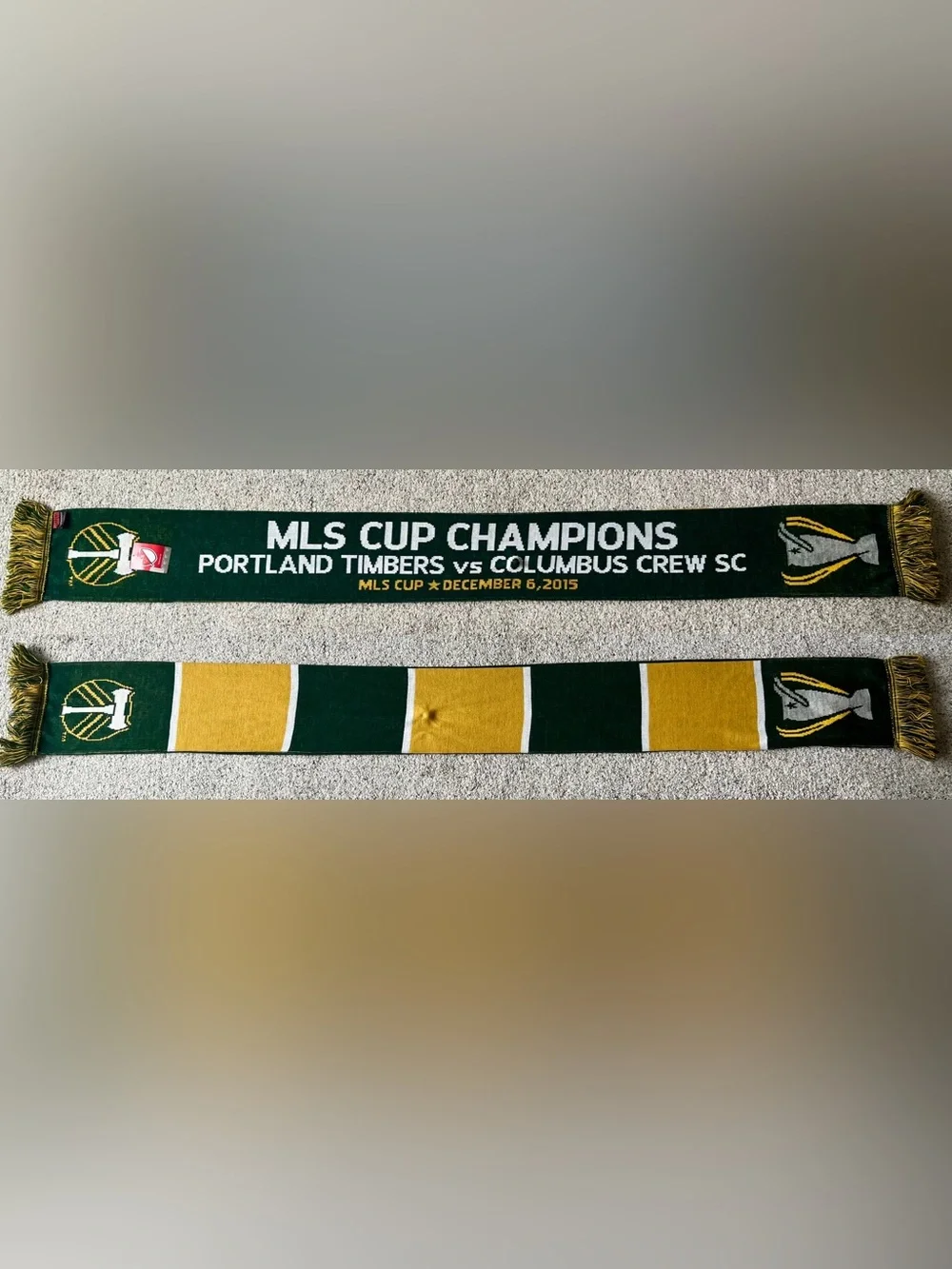 Portland Timbers 2015 MLS Cup Champions vs Columbus Crew Soccer Scarf